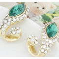 24K Gold Plated Emerald Colored Stone Stud Earrings ftchen_11042841